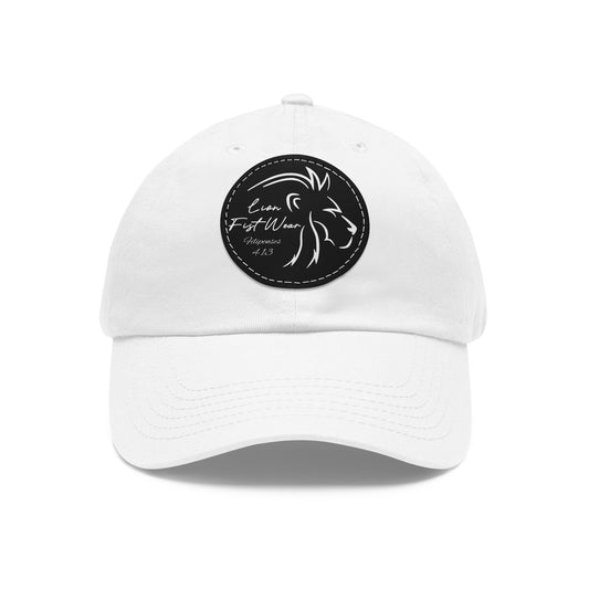 LionFist Logo Hat with Leather Patch (Round) (Filipenses 4 13 Edition)